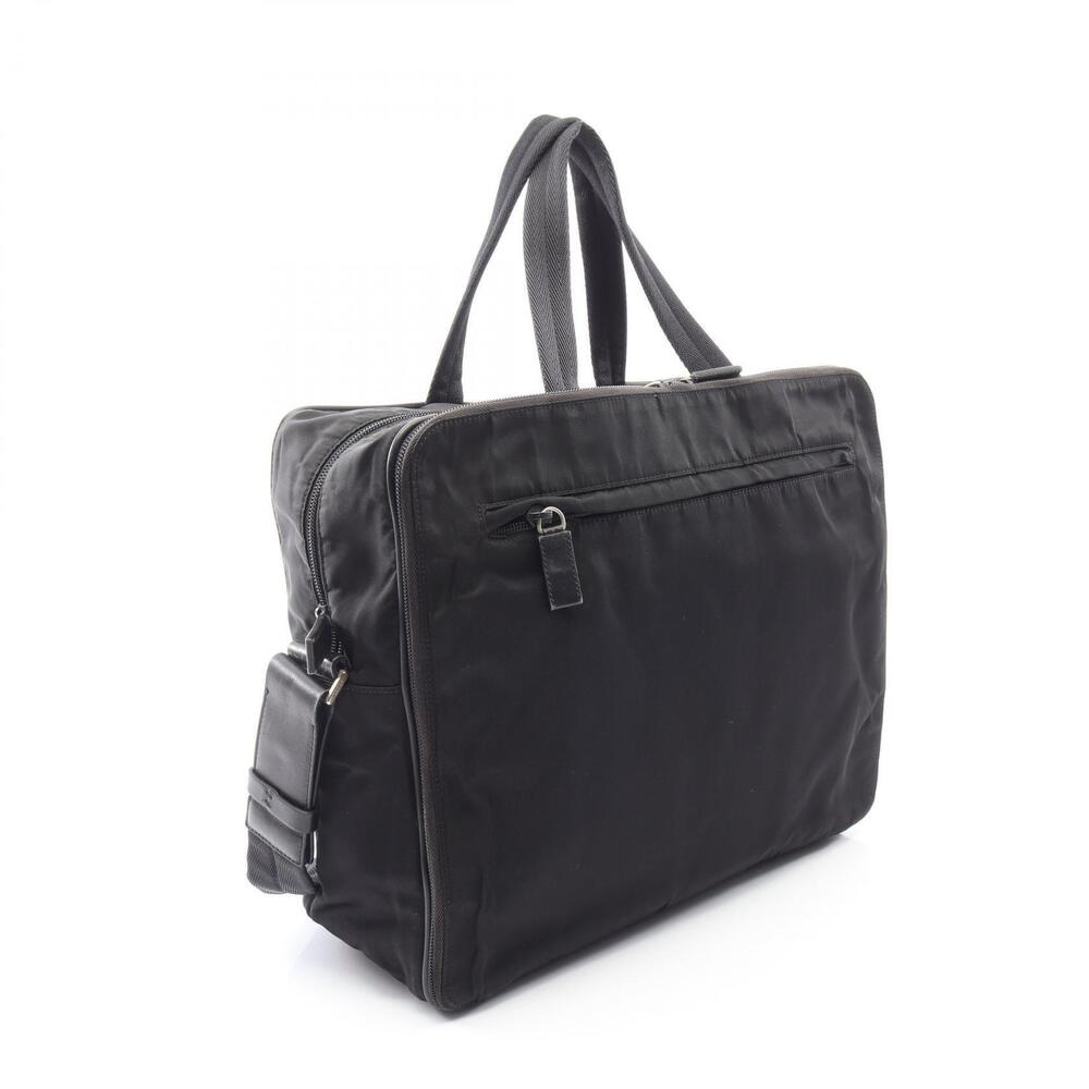 Prada Saffiano Bag Black Business briefcase 2way leather Black